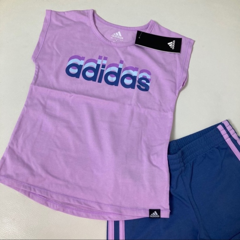 Adidas purple cute active shorts set 6209 - Picture 2 of 5